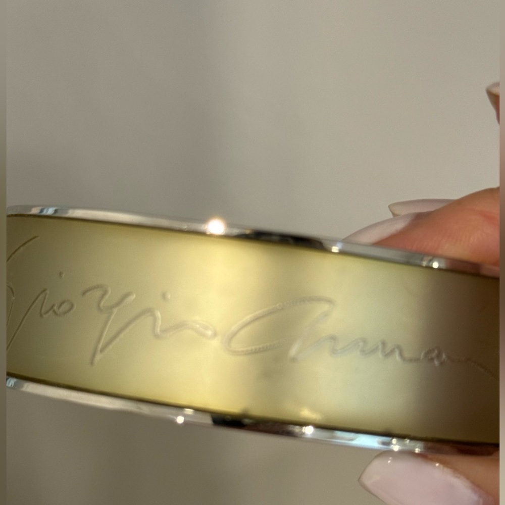Giorgio Armani couture lucite and silver tone bangle bracelet